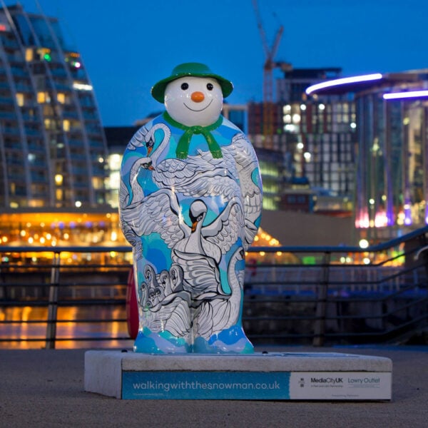 The Snowman Swan design sculpture in Media City